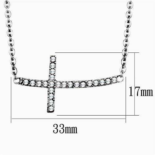 TK1931 - High polished (no plating) Stainless Steel Necklace with Top Grade Crystal in Clear - Alamode - Flyclothing LLC
