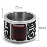 TK1964 - High polished (no plating) Stainless Steel Ring with Synthetic Synthetic Glass in Siam - Alamode