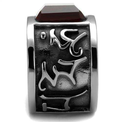 TK1964 - High polished (no plating) Stainless Steel Ring with Synthetic Synthetic Glass in Siam - Alamode - Flyclothing LLC