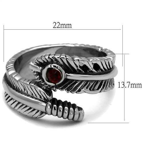 TK1967 - High polished (no plating) Stainless Steel Ring with Top Grade Crystal in Siam - Alamode - Flyclothing LLC