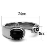TK1971 - High polished (no plating) Stainless Steel Ring with Synthetic Onyx in Jet - Alamode - Flyclothing LLC