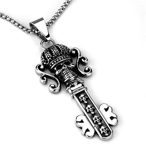 TK1984 - High polished (no plating) Stainless Steel Necklace with No Stone - Alamode - Flyclothing LLC