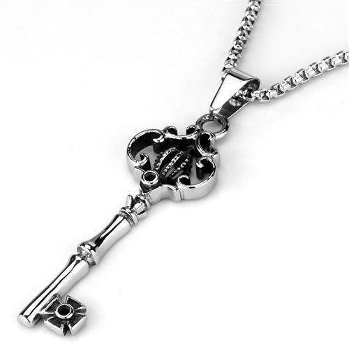 TK1988 - High polished (no plating) Stainless Steel Necklace with No Stone - Alamode - Flyclothing LLC