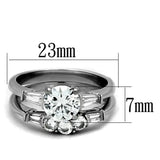TK1W001 - High polished (no plating) Stainless Steel Ring with AAA Grade CZ in Clear - Alamode - Flyclothing LLC