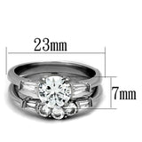 TK1W001 - High polished (no plating) Stainless Steel Ring with AAA Grade CZ  in Clear - Alamode