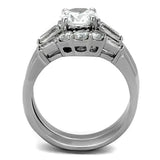 TK1W001 - High polished (no plating) Stainless Steel Ring with AAA Grade CZ in Clear - Alamode - Flyclothing LLC
