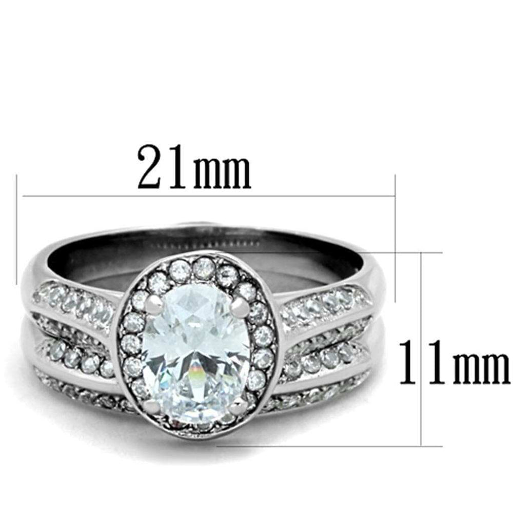 TK1W163 - High polished (no plating) Stainless Steel Ring with AAA Grade CZ in Clear - Alamode - Flyclothing LLC