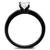 TK2013 - IP Black(Ion Plating) Stainless Steel Ring with AAA Grade CZ  in Clear - Alamode