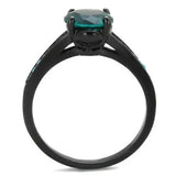TK2014 - IP Black(Ion Plating) Stainless Steel Ring with Synthetic Synthetic Glass in Blue Zircon - Alamode - Flyclothing LLC