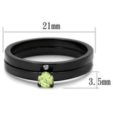 TK2015 - IP Black(Ion Plating) Stainless Steel Ring with AAA Grade CZ  in Apple Green color - Alamode