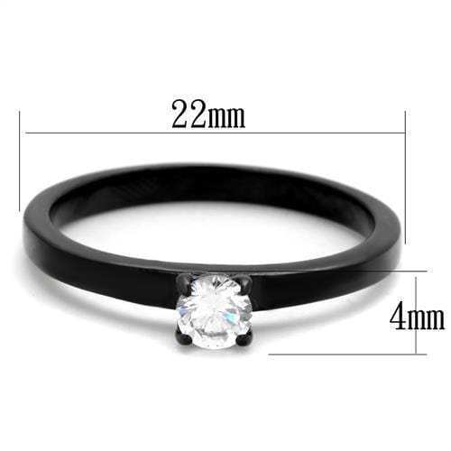 TK2016 - IP Black(Ion Plating) Stainless Steel Ring with AAA Grade CZ in Clear - Alamode - Flyclothing LLC