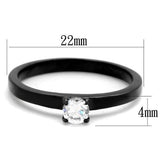TK2016 - IP Black(Ion Plating) Stainless Steel Ring with AAA Grade CZ  in Clear - Alamode