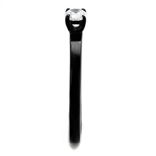 TK2016 - IP Black(Ion Plating) Stainless Steel Ring with AAA Grade CZ in Clear - Alamode - Flyclothing LLC