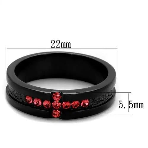 TK2017 - IP Black(Ion Plating) Stainless Steel Ring with Top Grade Crystal in Rose - Alamode - Flyclothing LLC