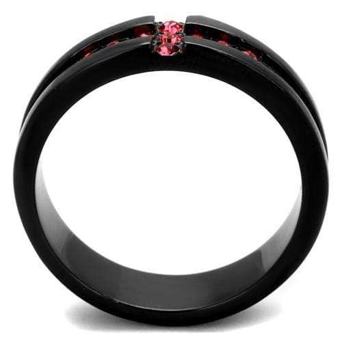 TK2017 - IP Black(Ion Plating) Stainless Steel Ring with Top Grade Crystal in Rose - Alamode - Flyclothing LLC