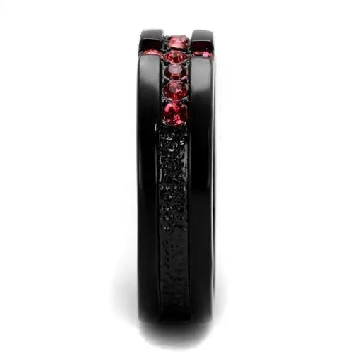 TK2017 - IP Black(Ion Plating) Stainless Steel Ring with Top Grade Crystal in Rose - Alamode - Flyclothing LLC