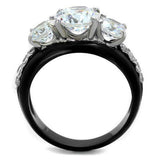 TK2021 - Two-Tone IP Black Stainless Steel Ring with AAA Grade CZ in Clear - Alamode - Flyclothing LLC