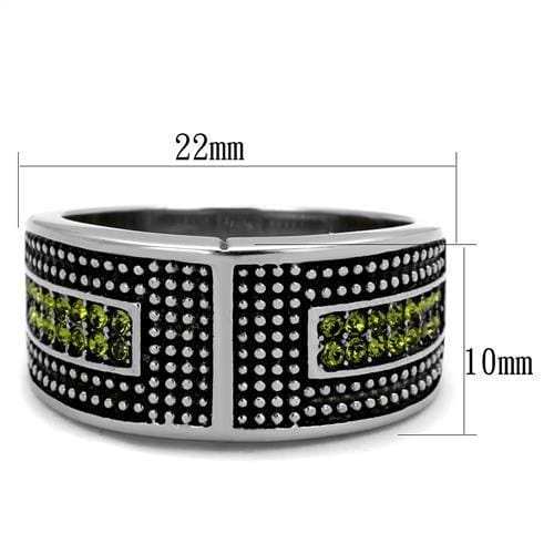 TK2022 - High polished (no plating) Stainless Steel Ring with Top Grade Crystal in Olivine color - Alamode - Flyclothing LLC