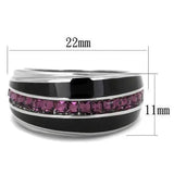 TK2023 - High polished (no plating) Stainless Steel Ring with Top Grade Crystal in Amethyst - Alamode - Flyclothing LLC