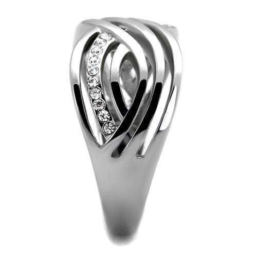 TK2025 - High polished (no plating) Stainless Steel Ring with Top Grade Crystal in Clear - Alamode - Flyclothing LLC