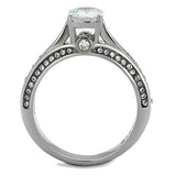 TK2026 - High polished (no plating) Stainless Steel Ring with AAA Grade CZ  in Clear - Alamode