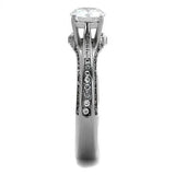 TK2026 - High polished (no plating) Stainless Steel Ring with AAA Grade CZ in Clear - Alamode - Flyclothing LLC