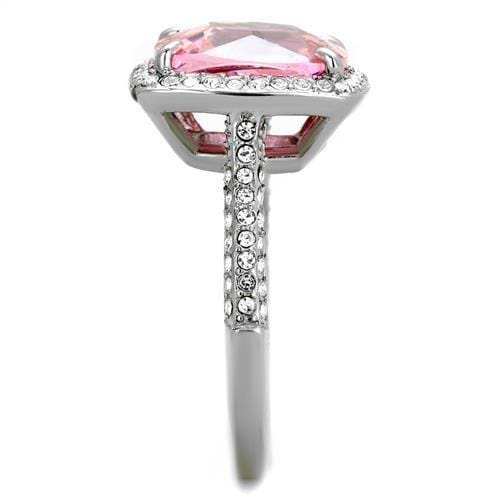 TK2027 - High polished (no plating) Stainless Steel Ring with AAA Grade CZ in Rose - Alamode - Flyclothing LLC