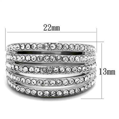 TK2029 - High polished (no plating) Stainless Steel Ring with Top Grade Crystal in Clear - Alamode - Flyclothing LLC
