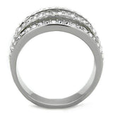 TK2029 - High polished (no plating) Stainless Steel Ring with Top Grade Crystal in Clear - Alamode - Flyclothing LLC