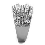 TK2029 - High polished (no plating) Stainless Steel Ring with Top Grade Crystal in Clear - Alamode - Flyclothing LLC