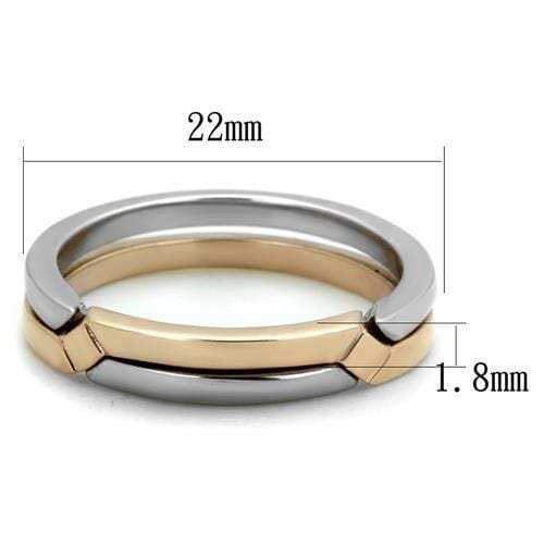 TK2031 - Two-Tone IP Rose Gold Stainless Steel Ring with No Stone - Alamode - Flyclothing LLC