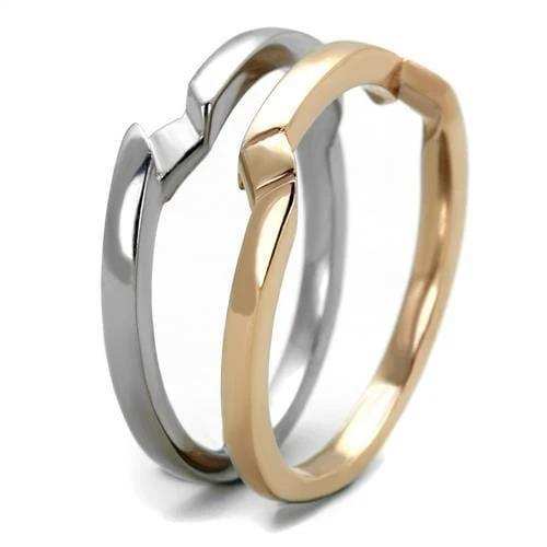 TK2031 - Two-Tone IP Rose Gold Stainless Steel Ring with No Stone - Alamode - Flyclothing LLC