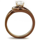 TK2032LC - IP Rose Gold & IP light Coffee Stainless Steel Ring with AAA Grade CZ in Clear - Alamode - Flyclothing LLC