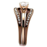 TK2032LC - IP Rose Gold & IP light Coffee Stainless Steel Ring with AAA Grade CZ in Clear - Alamode - Flyclothing LLC