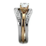 TK2032 - Two-Tone IP Rose Gold Stainless Steel Ring with AAA Grade CZ  in Clear - Alamode