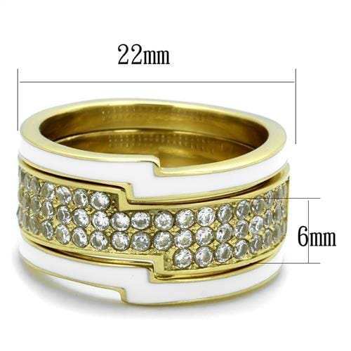 TK2035 - IP Gold(Ion Plating) Stainless Steel Ring with AAA Grade CZ in Clear - Alamode - Flyclothing LLC