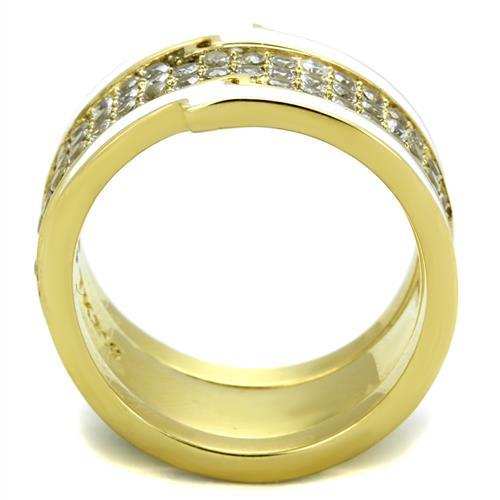 TK2035 - IP Gold(Ion Plating) Stainless Steel Ring with AAA Grade CZ in Clear - Alamode - Flyclothing LLC