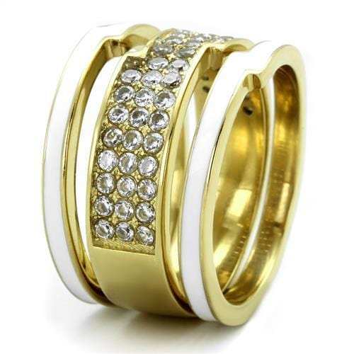 TK2035 - IP Gold(Ion Plating) Stainless Steel Ring with AAA Grade CZ in Clear - Alamode - Flyclothing LLC