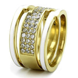 TK2035 - IP Gold(Ion Plating) Stainless Steel Ring with AAA Grade CZ  in Clear - Alamode