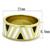 TK2037 - IP Gold(Ion Plating) Stainless Steel Ring with Epoxy in Multi Color - Alamode - Flyclothing LLC
