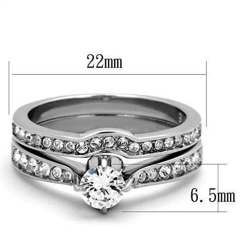TK2039 - High polished (no plating) Stainless Steel Ring with AAA Grade CZ in Clear - Alamode - Flyclothing LLC