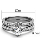 TK2039 - High polished (no plating) Stainless Steel Ring with AAA Grade CZ  in Clear - Alamode