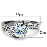 TK2040 - High polished (no plating) Stainless Steel Ring with AAA Grade CZ  in Clear - Alamode