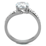 TK2040 - High polished (no plating) Stainless Steel Ring with AAA Grade CZ in Clear - Alamode - Flyclothing LLC