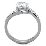 TK2040 - High polished (no plating) Stainless Steel Ring with AAA Grade CZ  in Clear - Alamode