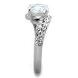 TK2040 - High polished (no plating) Stainless Steel Ring with AAA Grade CZ  in Clear - Alamode
