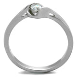 TK2042 - High polished (no plating) Stainless Steel Ring with AAA Grade CZ  in Clear - Alamode