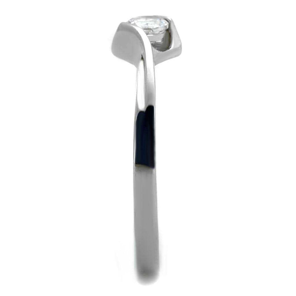 TK2042 - High polished (no plating) Stainless Steel Ring with AAA Grade CZ in Clear - Alamode - Flyclothing LLC