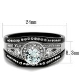 TK2044 - Two-Tone IP Black Stainless Steel Ring with AAA Grade CZ in Clear - Alamode - Flyclothing LLC