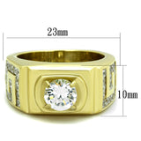 TK2045 - IP Gold(Ion Plating) Stainless Steel Ring with AAA Grade CZ  in Clear - Alamode